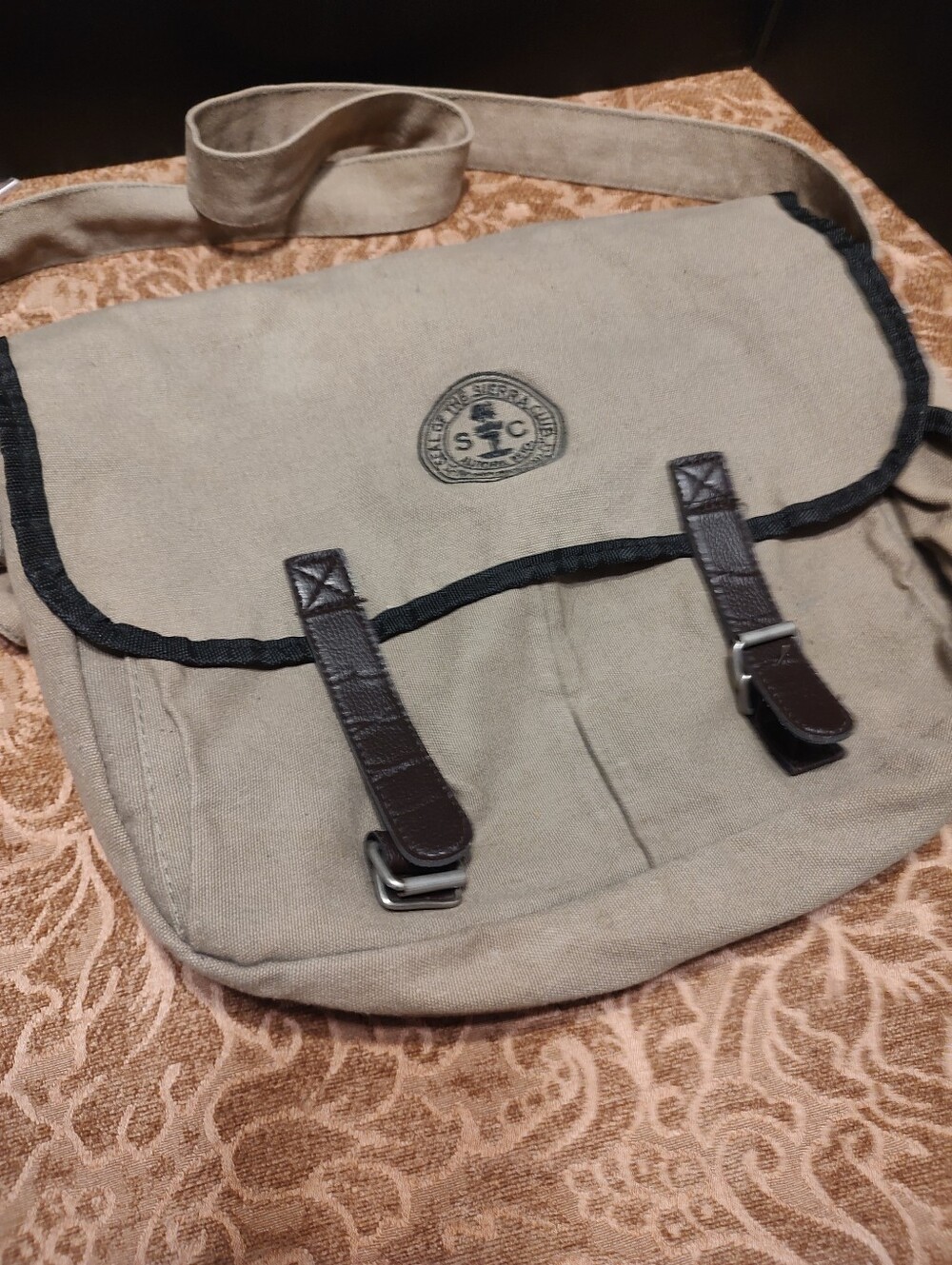 🌿🍂🌿(Reduced-Flawed) Wonderful Vtg 90's Sierra Club Sage Green Messenger Bag - Picture 2 of 15